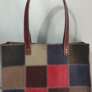 Handgemachte Patchwork Ledertasche - Vintage Boho Schultertasche