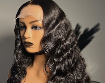 5 x 5 Glueless Lace Closure Raw Indian Deep Curly 100% Human Hair Raw Hair Wig
