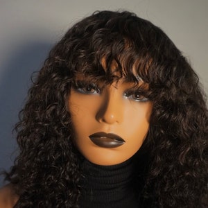 Glueless Raw Indian Curly Bang Wig No Lace