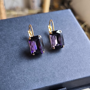 Vadmans Orecchini pendenti a forma di cuore viola in argento Sterling