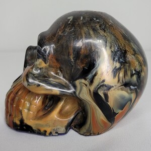 Recycled Filament Skull Sculpture | Handmade Solid Plastic Skull | Blooming Comet