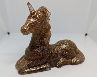 Glitter Squiggle Resin Unicorn - Copper and some gray