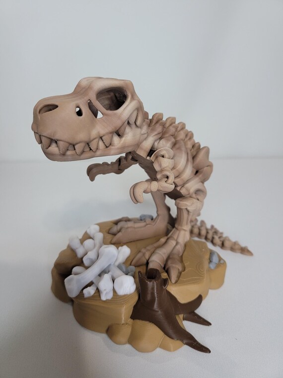T-Rex Skeleton with Display Base – Articulated Dino Toy | Flexi Factory Design | 3D Printed Fossil Figure by Blooming Comet
