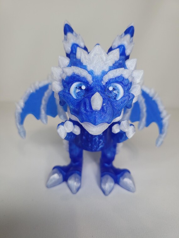 Ice Dragon Figurine | Articulated 3D Printed Fantasy Creature | Poseable Toy by STLFLIX | Winter-Themed Collectible Gift