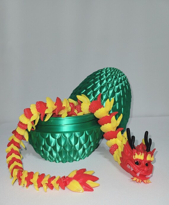 Squishy Imperial Dragon in Egg – Flexi Articulated Dragon Toy | Soft TPU Dragon | Dragon Egg Toy | Fantasy Gift | Blooming Comet