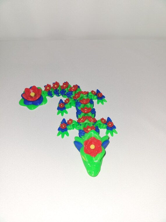 Flexible Lotus Dragon – Soft TPU Articulated Dragon Toy | Saber3D Design | Floral Fantasy Creature | Blooming Comet Exclusive