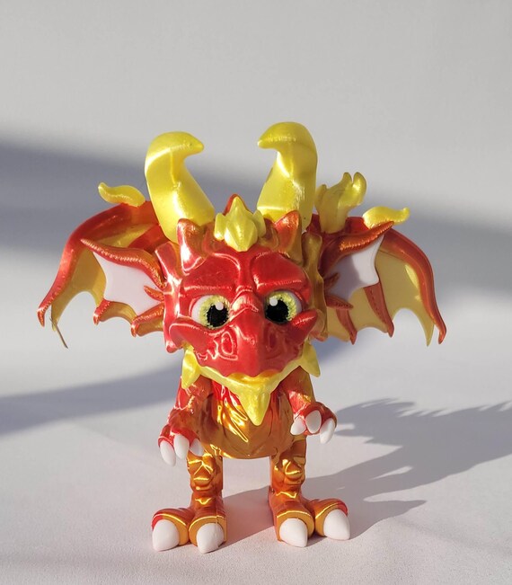 Chibi Fire Dragon – STLFLIX Design | 3D Printed Cute Dragon Figurine | Fantasy Baby Dragon Collectible