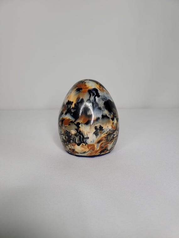Handcrafted Recycled Filament Egg | Solid Art Piece Made from 3D Printer Waste | Blooming Comet