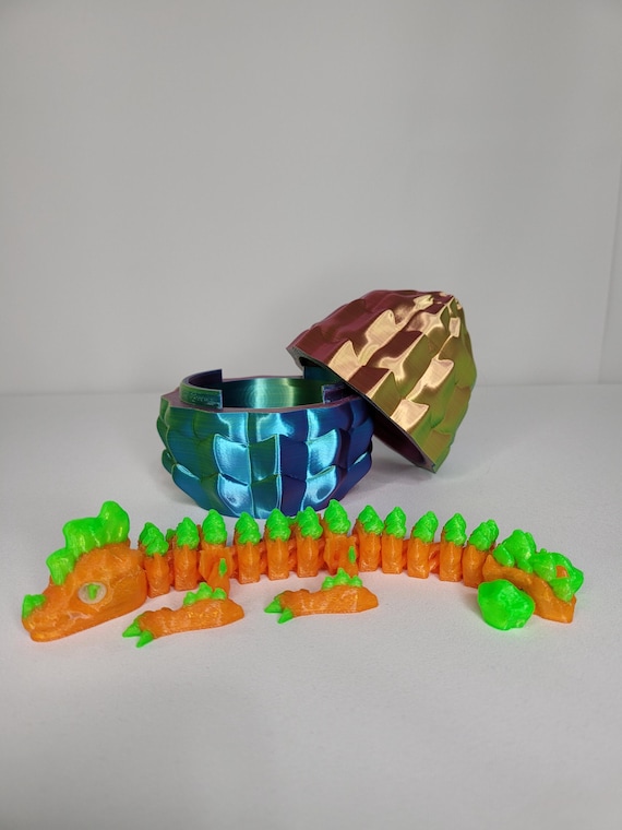 Flexible Dino Dragon in Colorful Egg | TPU Fidget Toy | Designed by Saber3D & Printed by Blooming Comet