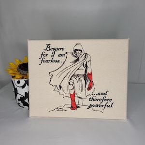 Frankenstein Quote Embroidered Canvas | Gothic Literature Wall Art | “Beware for I am Fearless” | Mary Shelley-Inspired Decor
