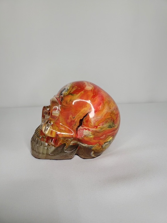 Resin Skull with Melted Plastic Core | Eco Art Skull with Filament & Bag Fill | Handmade by Blooming Comet