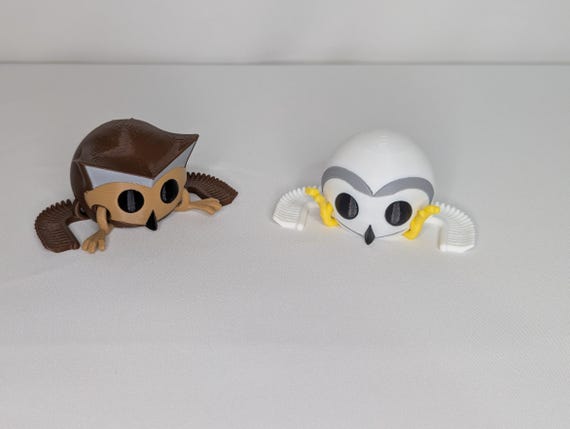 Whimsical Owl Ball – Articulated Owl Fidget Toy | 3D Printed Snowy Owl & Horned Owl | Owl Lover Gift | Desk Toy | Handmade by Blooming Comet