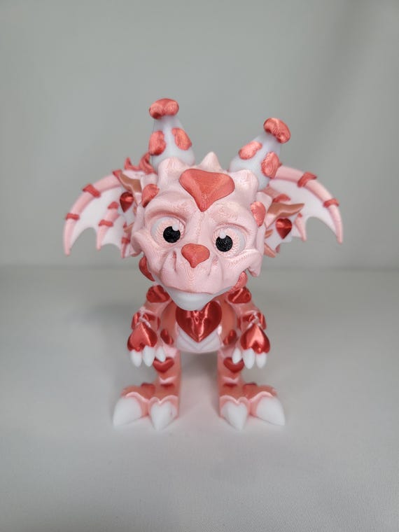 Valentine’s Day Posable Dragon Figurine | Articulated 3D Printed Fantasy Creature | Cute Collectible Gift by STLFLIX