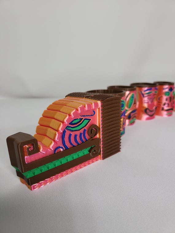 Remixed Tiki Dragon | Articulated 3D Printed Sensory Toy | Hawaiian-Inspired Decor | Blooming Comet Original