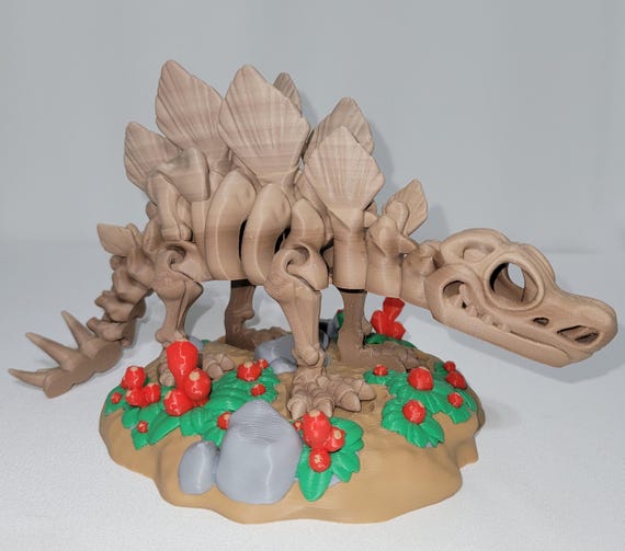 Stegosaurus Skeleton with Removable Display Base – Flexi Factory Design | 3D Printed Dino Fossil Figure | Articulated Collectible