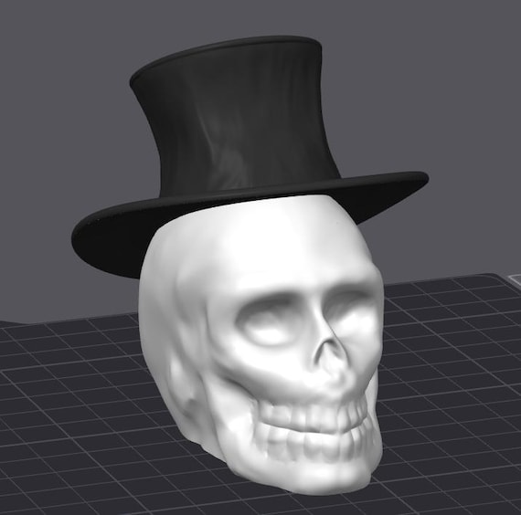 Simple Skull with Top Hat for 3D printing