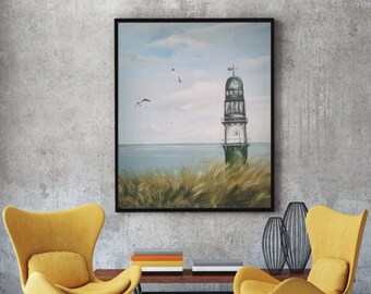 Acrylic painting - artwork lighthouse 50 x 60 cm