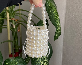 Pearl Bag, Bead Bag, Pearl Clutch Bag, Pearl Wedding Bag, Pearl Purse, Pearl Evening Bag, Vintage Beaded Bag, Gift For Her, Bridal Bag