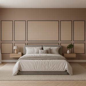 Modern Grid Wall Molding Panel Kit with Sleek Rectangular Frames | Polystyrene Trim Set for Minimalist Interior Design, WALL262