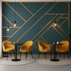Kit di modanature per pannelli da parete personalizzati / Modanatura diagonale in polistirene per pareti caratteristiche / Accento in stile Art Déco audace, WALL264