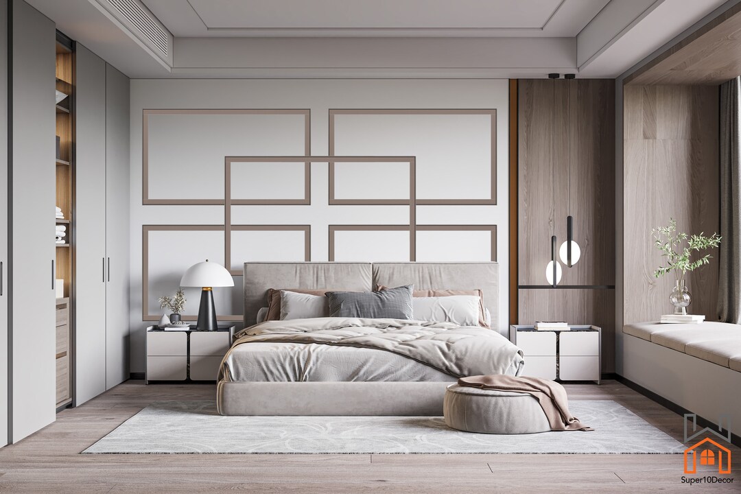 Bedroom Molding, Paintable Moulding, Wall Trim Kit, Ready Cut Molding