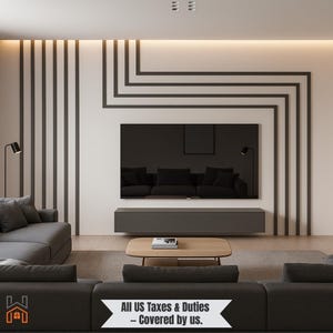 Corner Line Wall Molding Panel, Lightweight Polystyrene Decorative Trim for Stylish Living Room Media Walls or Modern Home Interior, DECO573