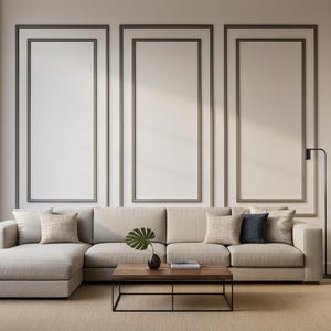 Modern Wall Panel Molding Kit with Layered Rectangular Frames | Custom Polystyrene Trim for Sophisticated Wall Design, DECO146