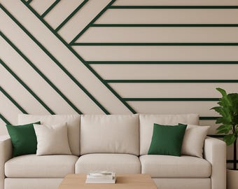 Diagonal Wall Molding Panel Kit with Modern Linear Design | Custom Polystyrene Trim Set for Bold Accent Wall Projects, DECO154