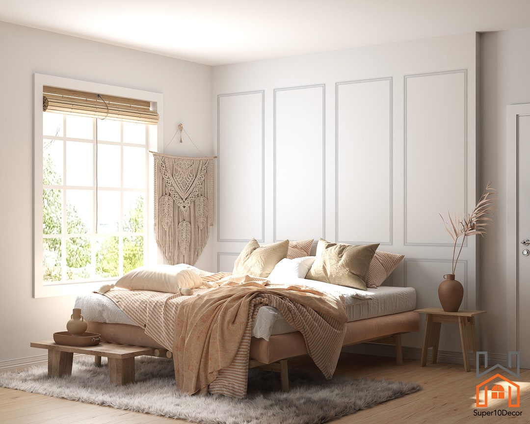 Wall Decor Molding, Pre-cut Factory Primed Wall Paneling Kit, Bedroom ...