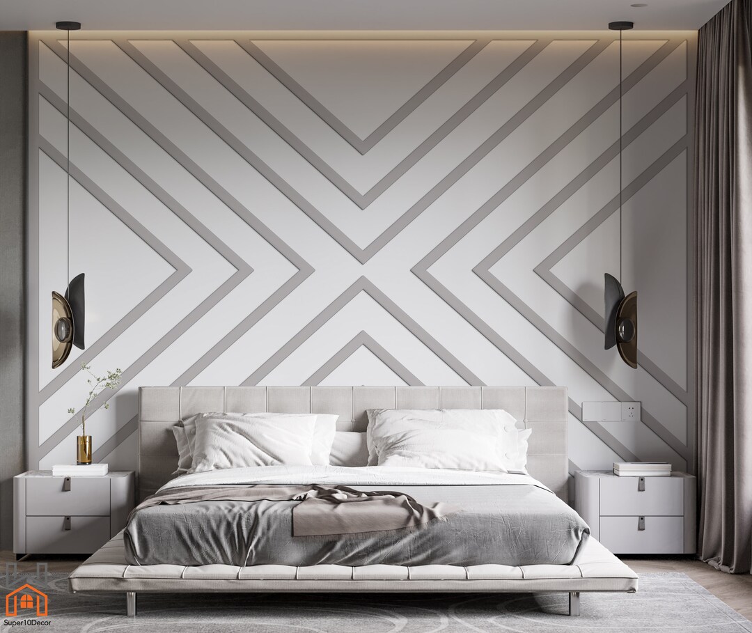 Wall Paneling Wainscot, Wall Molding Panel for Bedroom, Primed Wall