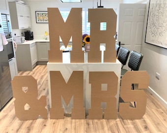 Giant A1 Mr & Mrs Cardboard Display - DIY Wedding Decorations | Wedding Decor | Wedding Gifts | Wedding Freestanding Sign | Marquee Letters