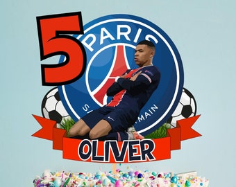 Décoration de gâteau Mbappe, décoration de gâteau personnalisable sur le thème du football pour les fêtes sur le thème du football, anniversaire de Kilian Mbappe, thème de la fête de football