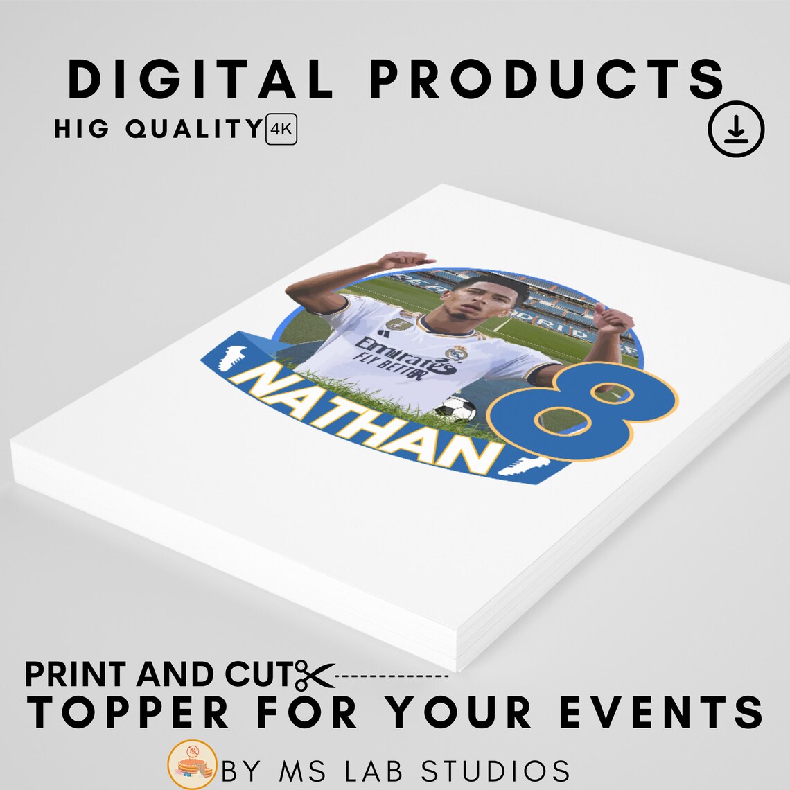 Bellingham Cake Topper, Customizable Soccerthemed Cake Topper for Soccerthemed Parties,jude