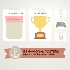 Klasse Keksglas-Belohnungssystem (8 Stück) - Druckbare Verhaltenstabelle für das Klassenzimmer, visuelle Motivationsposter, Vorschule digitaler Download
