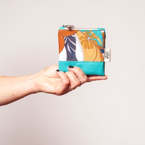 Carteira feminina pequena turquesa, porta-moedas, porta-cartões, porta-cartões