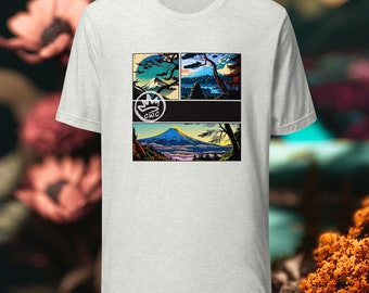 Fuji T-Shirt. Comics inspiriert, Japan Tshirt, japanische Kultur, japanische Berge Tee, Unisex Shirt, Kuniyoshi Utagawa, Ansicht von Hakone