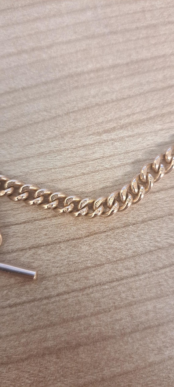 9ct Rose Gold Albert Chain with T Bar - image 5