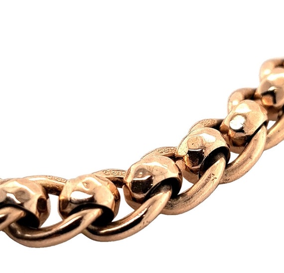 9ct Vintage Rose Gold Rollerball Belcher Bracelet - image 2