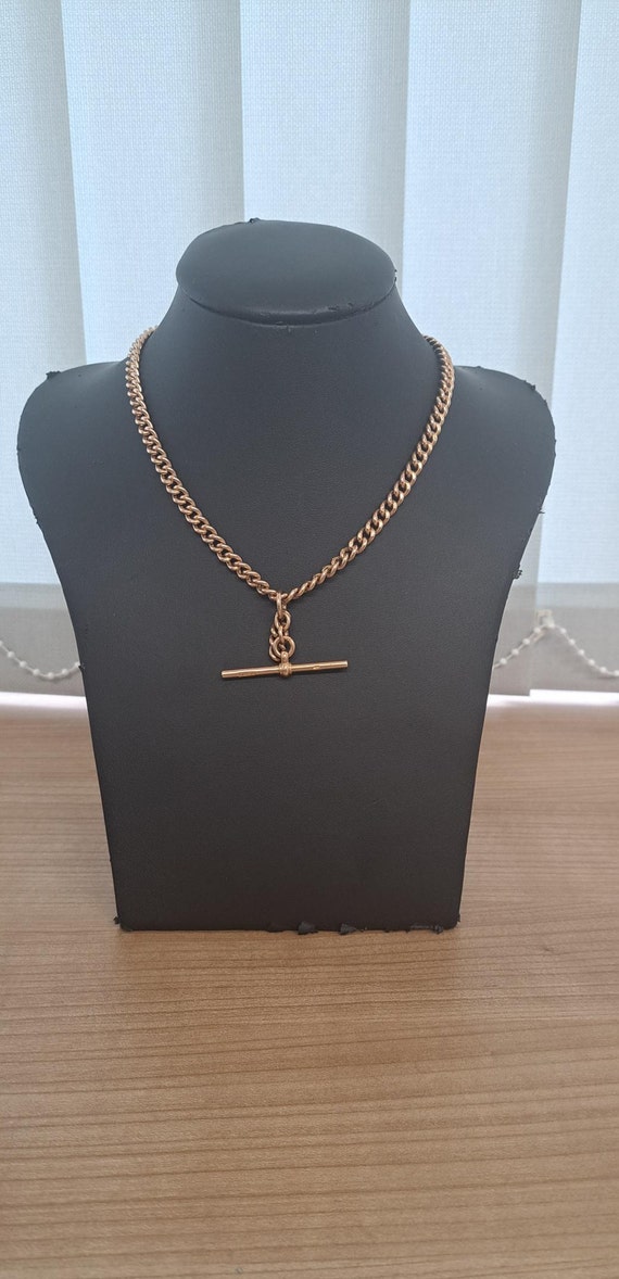 9ct Rose Gold Albert Chain with T Bar - image 8