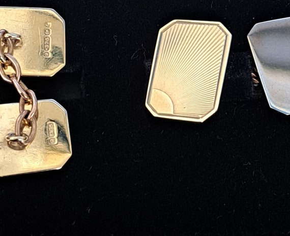 9ct Yellow Gold Rectangular Patterned Cufflinks - image 5