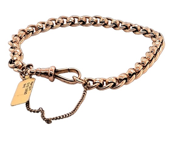 9ct Vintage Rose Gold Rollerball Belcher Bracelet - image 1