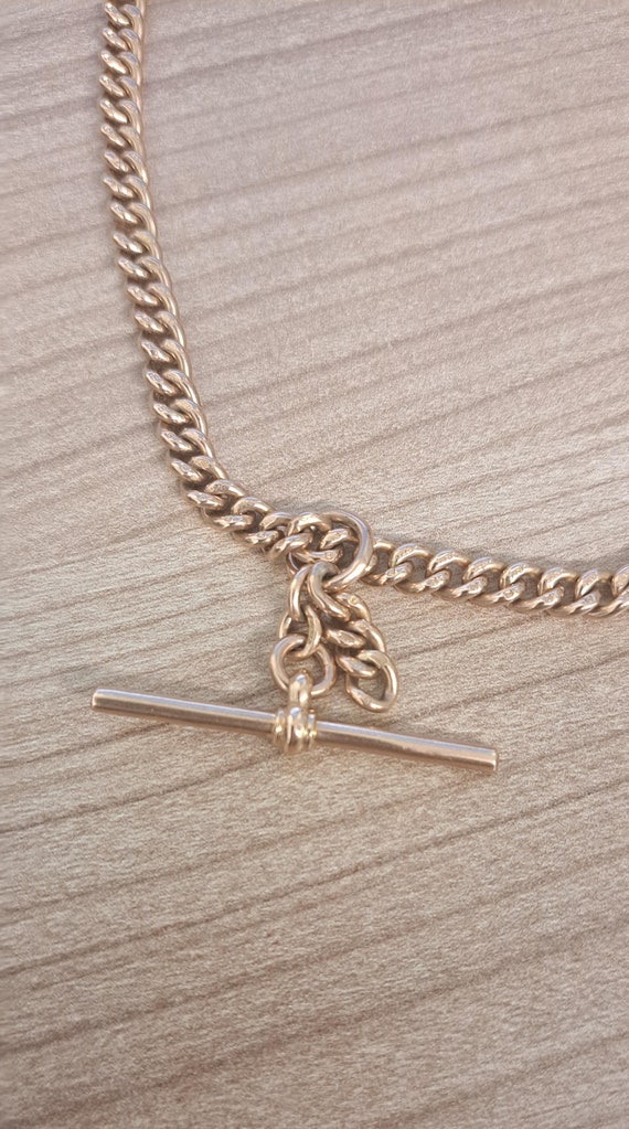 9ct Rose Gold Albert Chain with T Bar - image 7