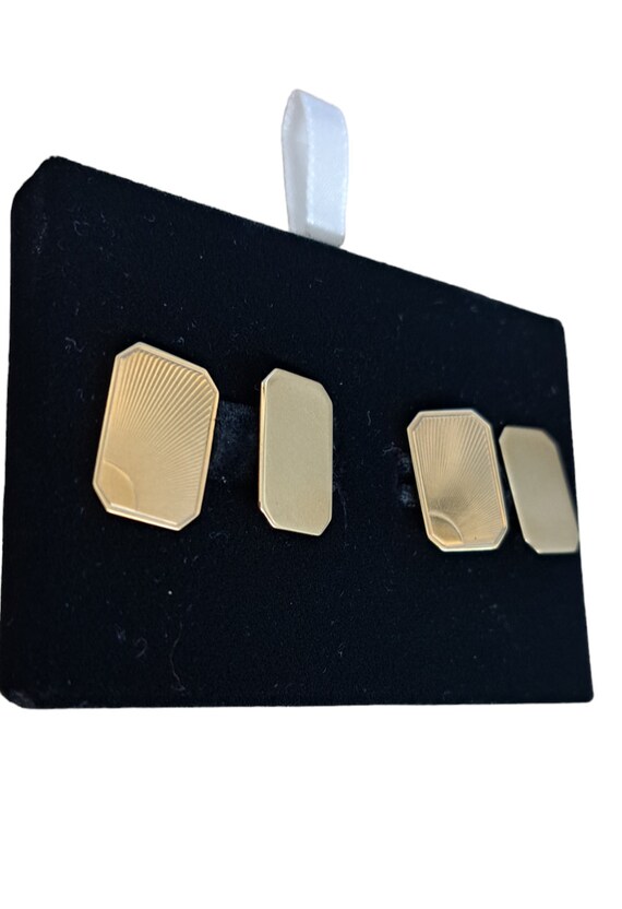 9ct Yellow Gold Rectangular Patterned Cufflinks - image 2