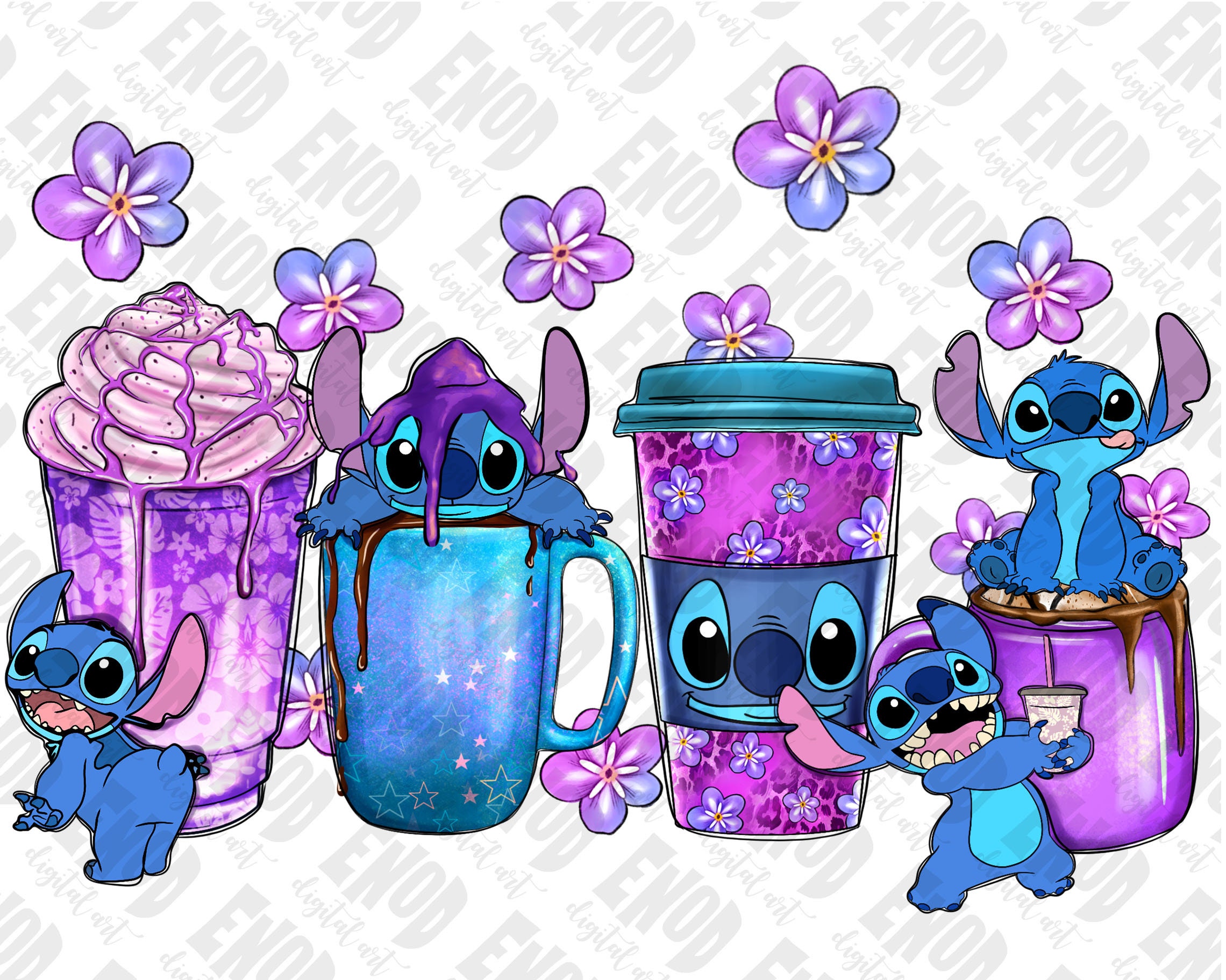 Stitch Coffee Cups Png Sublimation Design Download Coffee Etsy UK
