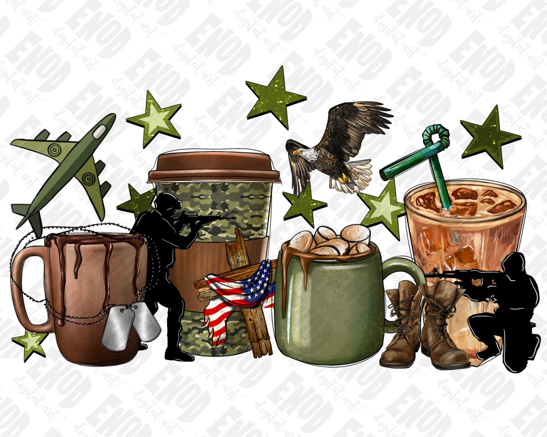 Veteran Coffee Cups With Soldiers Png Sublimation Design Etsy