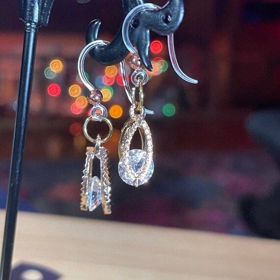 Sensitive Ears Plastic Hook Marque Gold Shape and Cubic Zirconia Charm Etsy Canada