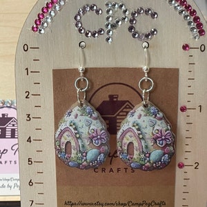 Plastic Hook, Hypoallergenic, Colorful Easter Egg Flower House Cartoon Style Acrylic Easter Day Earrings
