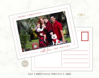 5x7 Christmas Photo Card Template, Editable Canva Holiday Postcard (Digital)