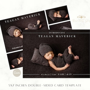 Birth Announcement Template | Canva Baby Card Template | Printable | DIY birth Announcement | Baby Arrival | Newborn Photo Card | Photocards