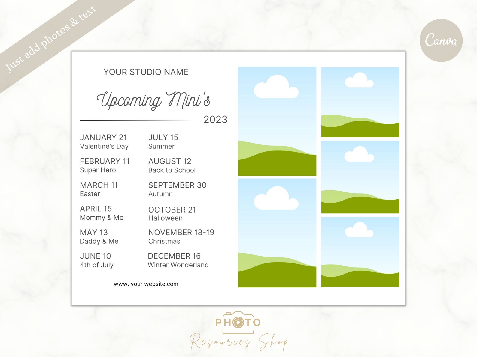Upcoming Sessions Template, Photography CANVA Template, Mini Sessions ...